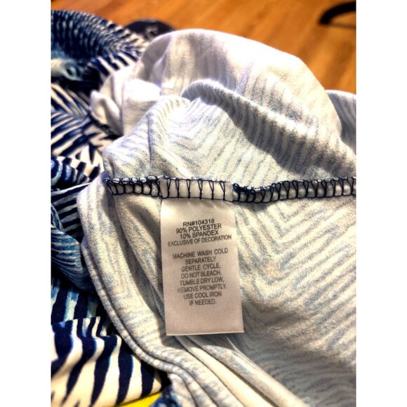 Geometric Print Tunic Dress XL Crochet Trim Flare Sleeveless Flowy Beach Comfort - Picture 7 of 8